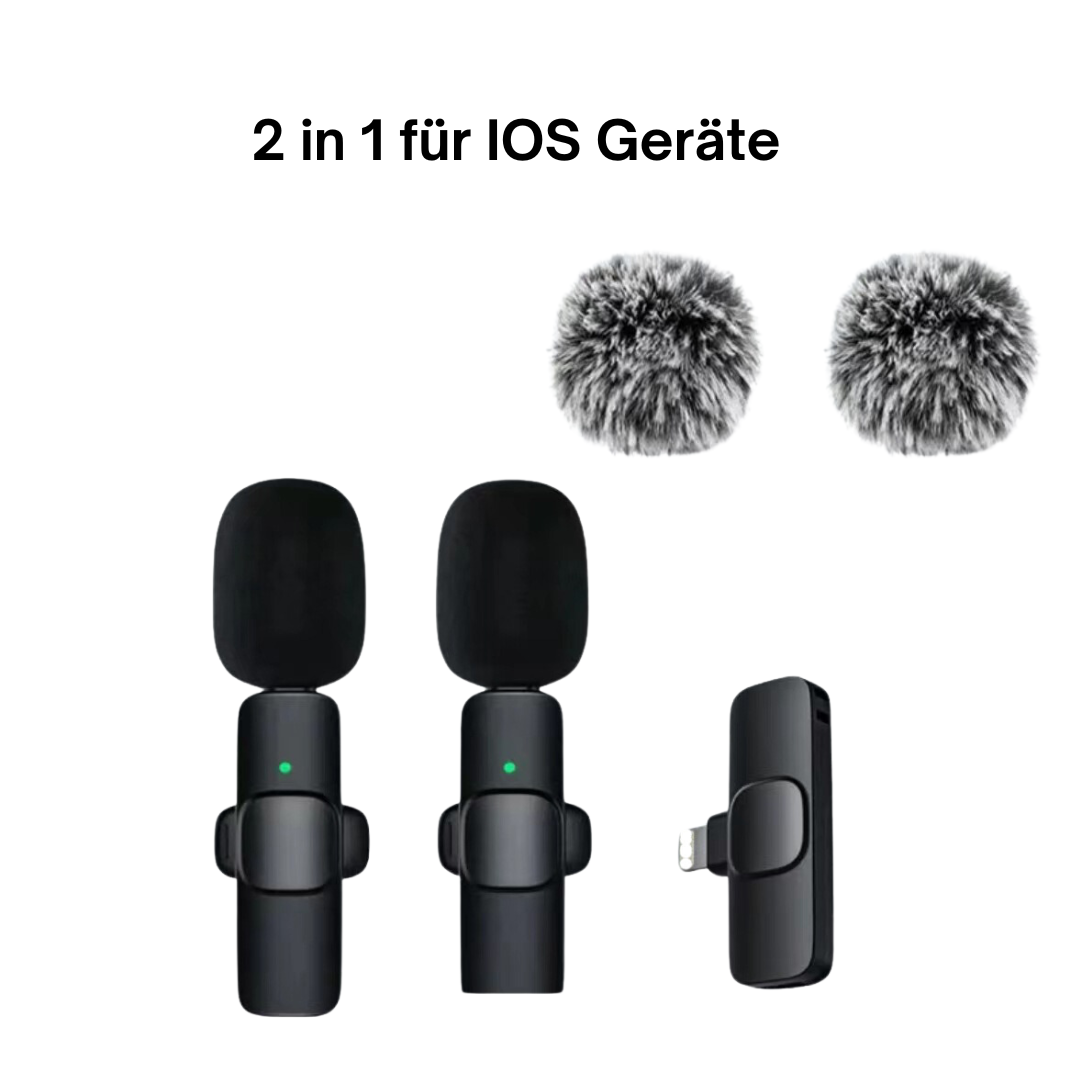 Wireless mini clip-on microphone for IOS and Android