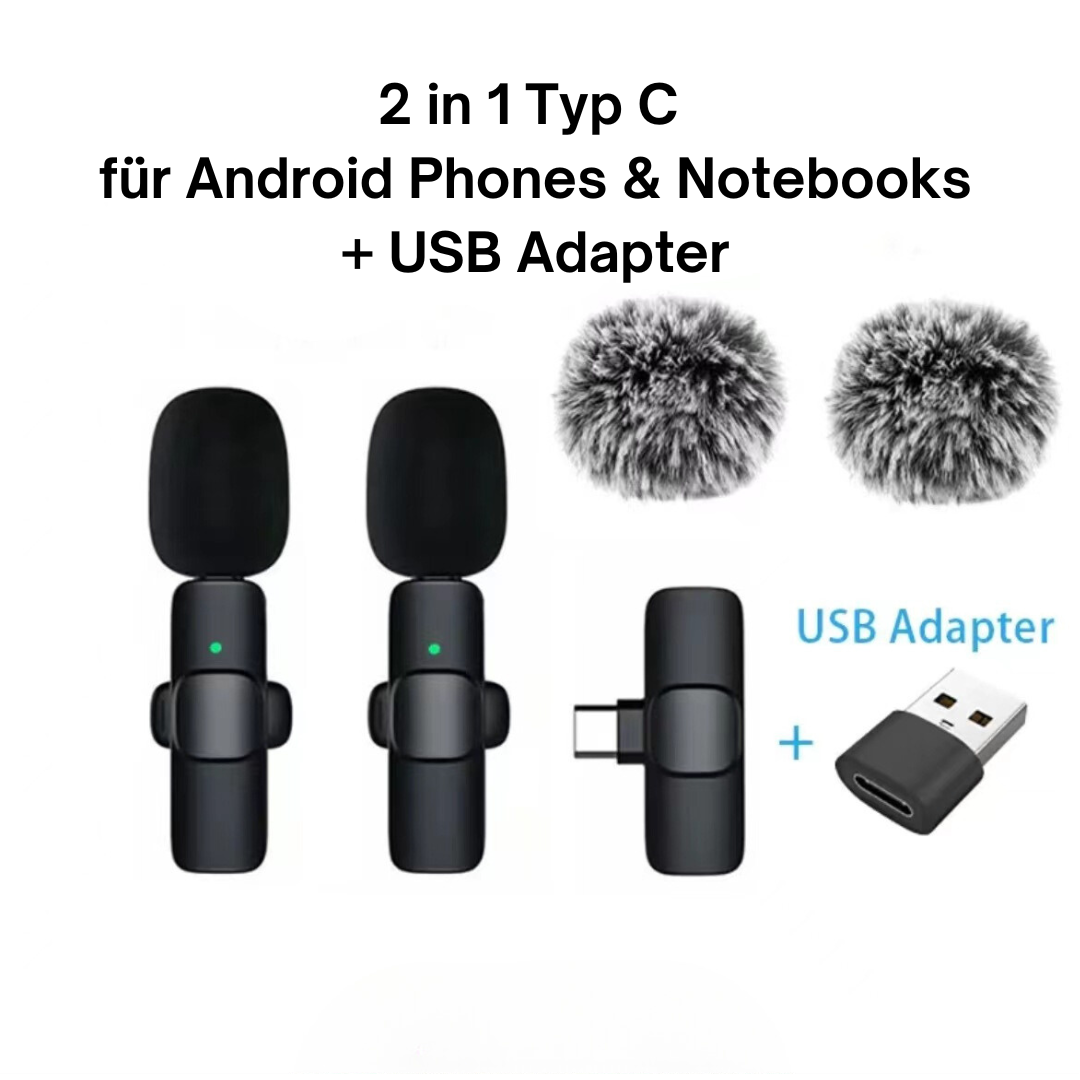 Wireless mini clip-on microphone for IOS and Android