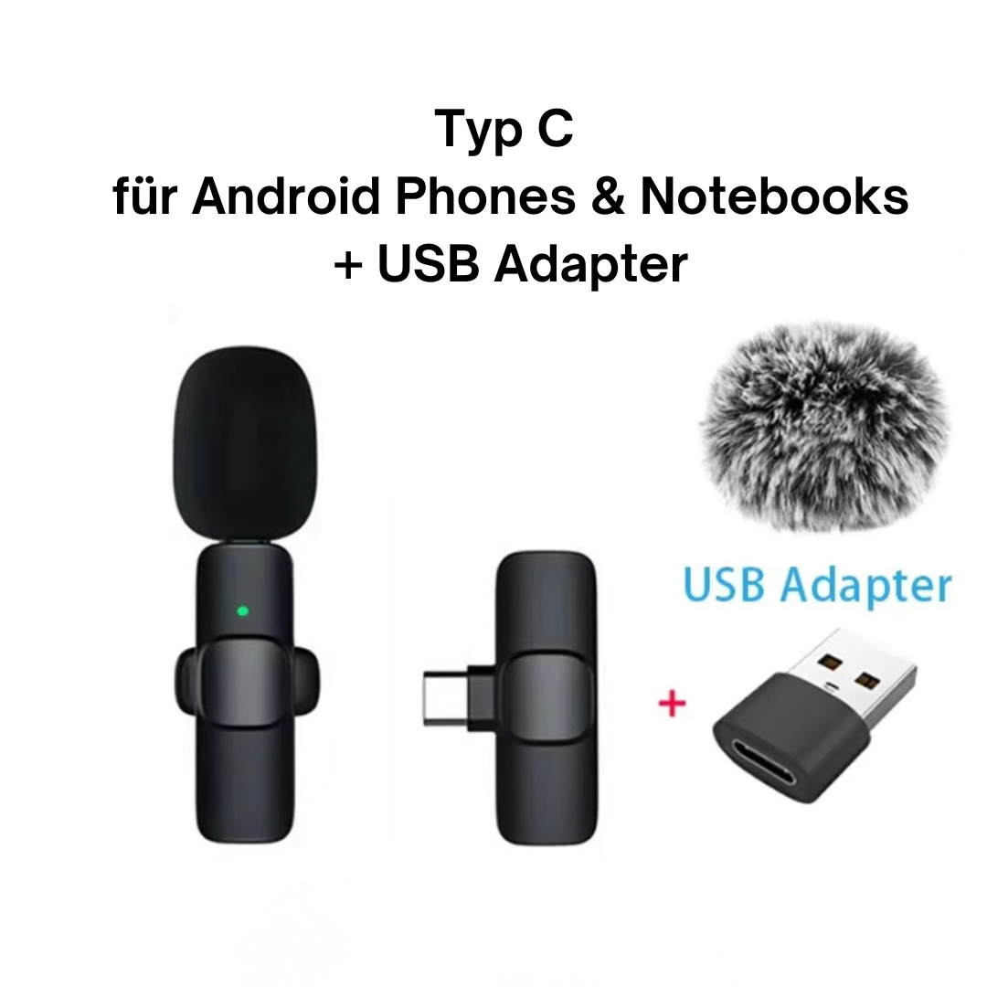 Wireless mini clip-on microphone for IOS and Android